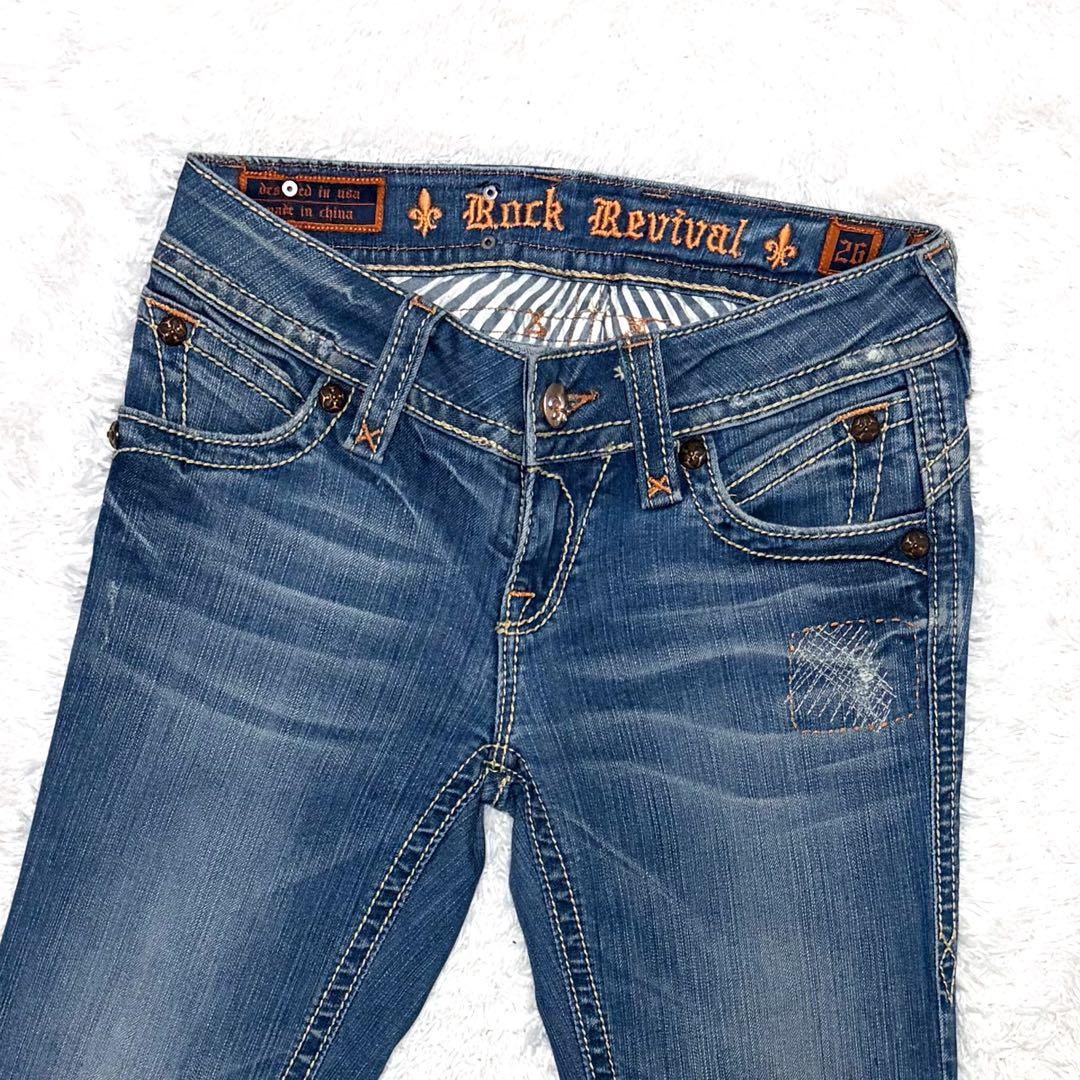 Rock Revival ロックリバイバル フレアデニム 刺繍 百合の紋章 26