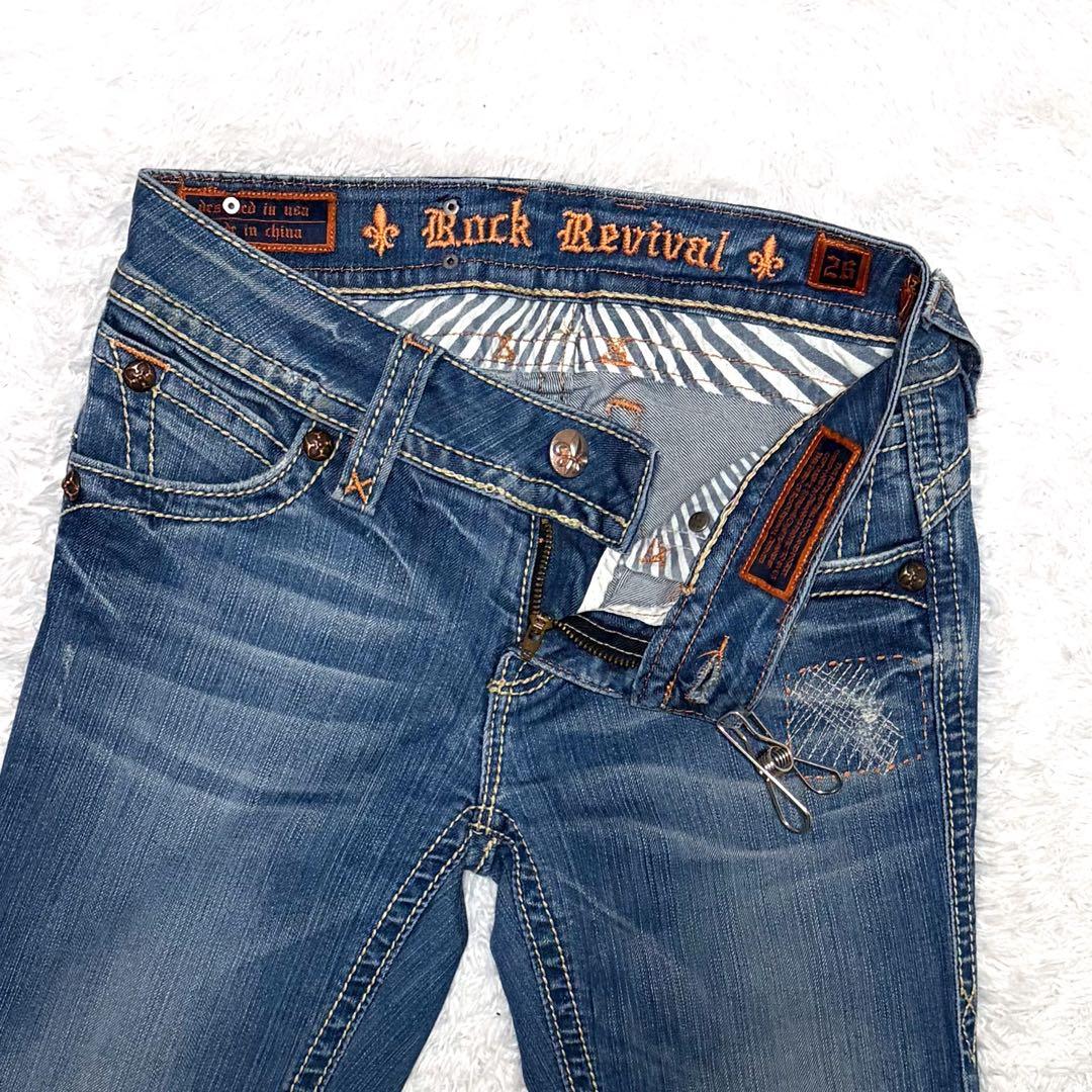 Rock Revival ロックリバイバル フレアデニム 刺繍 百合の紋章 26