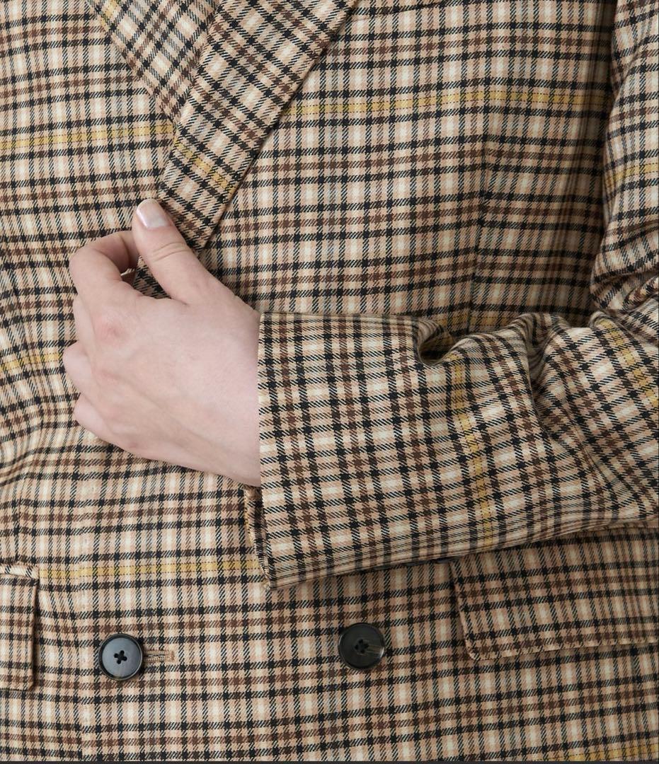 MACPHEE チェックウールストレッチ ダブルブレストジャケット