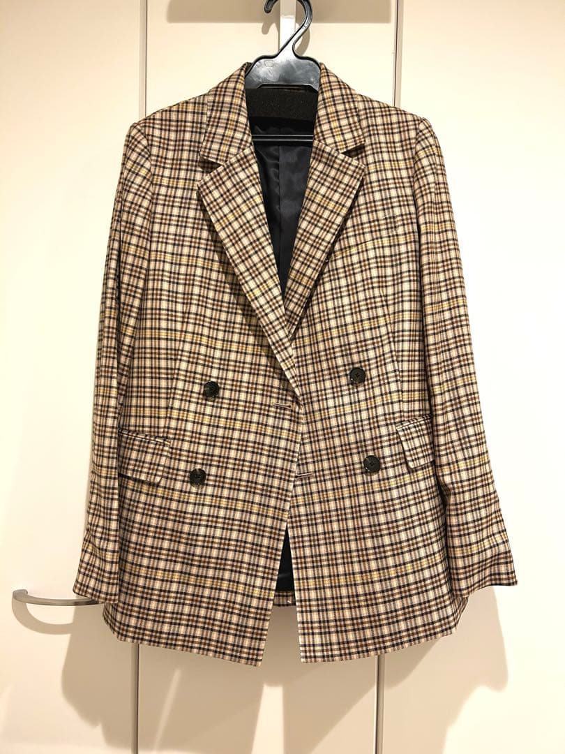 MACPHEE チェックウールストレッチ ダブルブレストジャケット