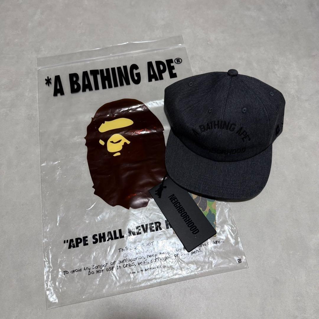 A BATHING APE × neighborhoodキャップ ダークグレー