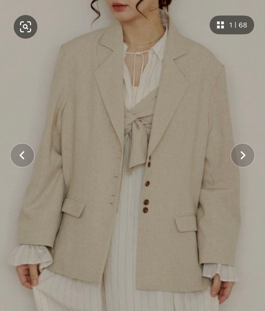 olun アイボリー リネンブレンドジャケット Mサイズ　春　匿名配送