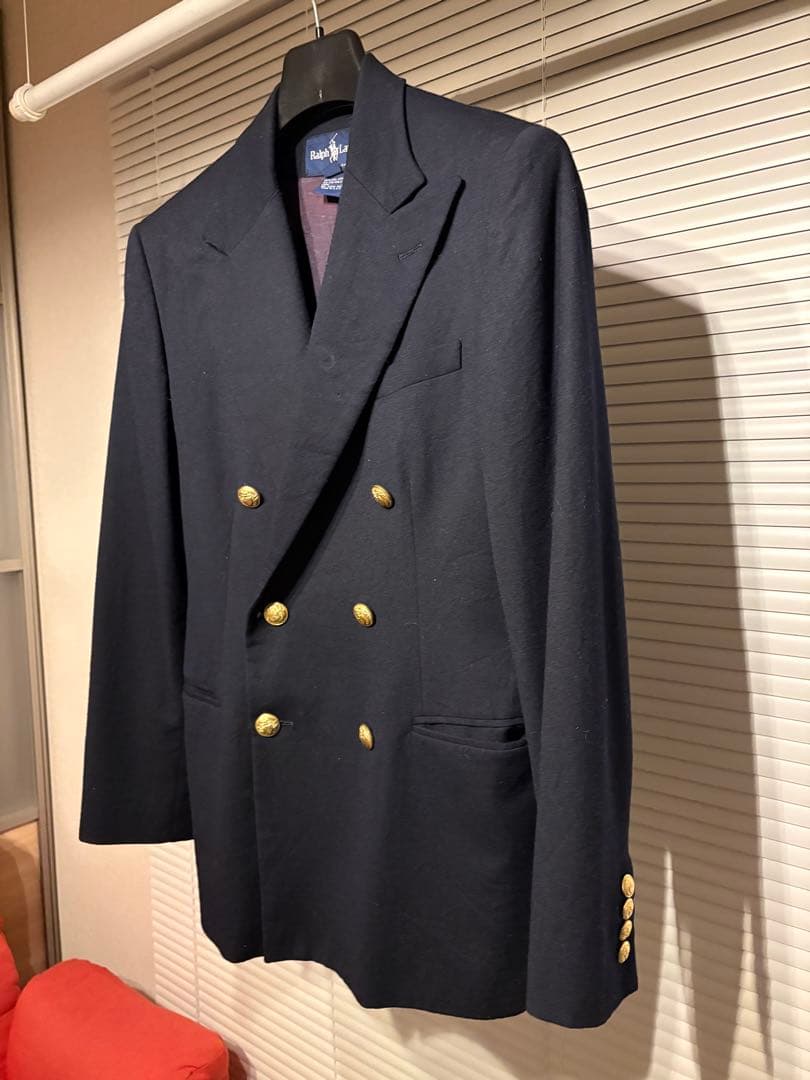 80s USA製 Ralph Lauren 紺ブレ 金ボタン ダブルブレスト