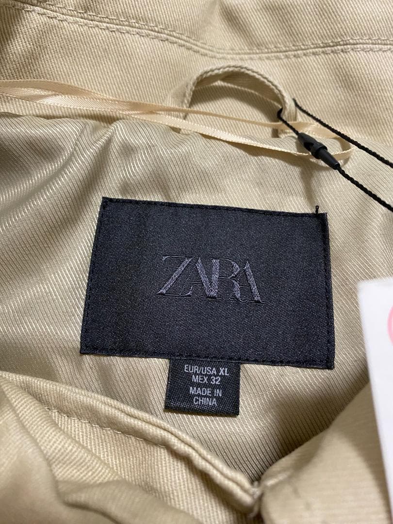 ベア。新品 ZARA ショートバルーントレンチコート コムギ色 XL