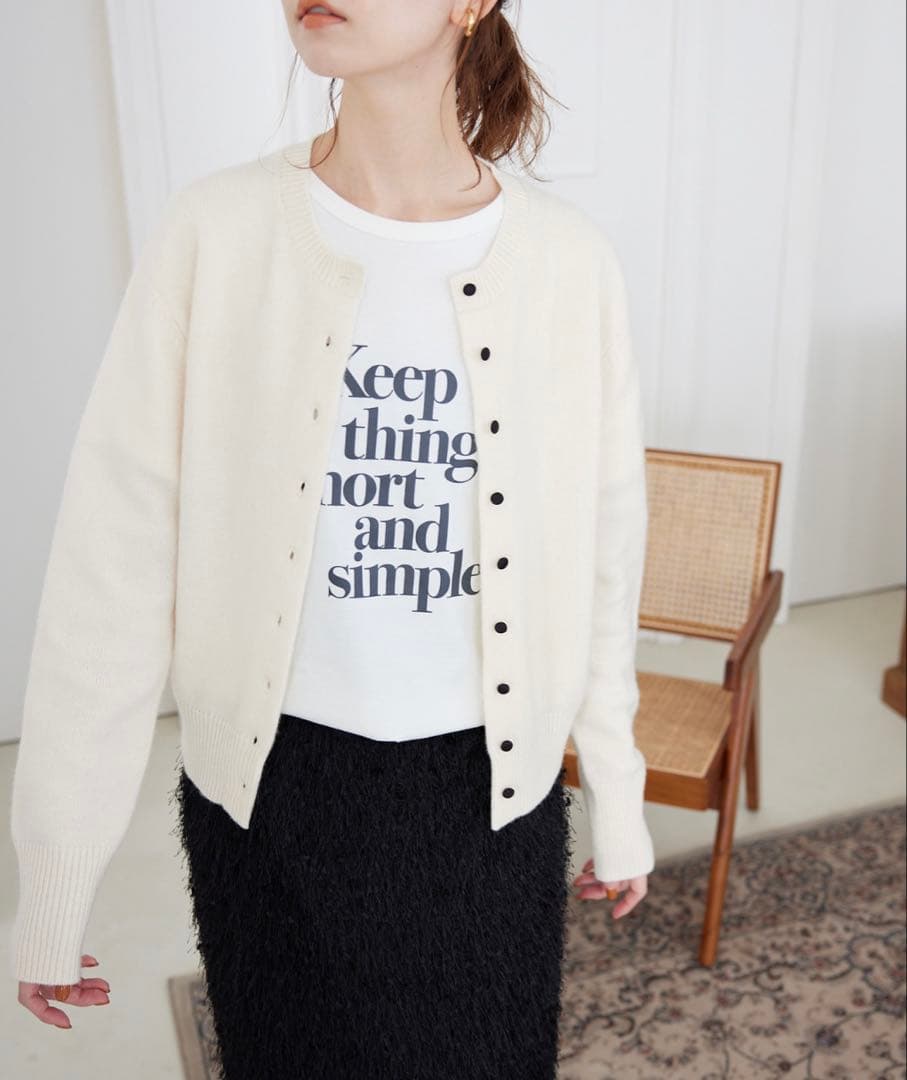 美品 SLOBE IENA echecs クルーネックカーディガン ホワイト