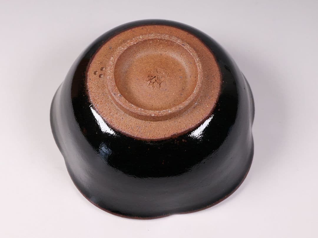 十三代 中里太郎右衛門 黒唐津 菓子鉢 花形 共箱 陶芸 陶磁器【MB79】