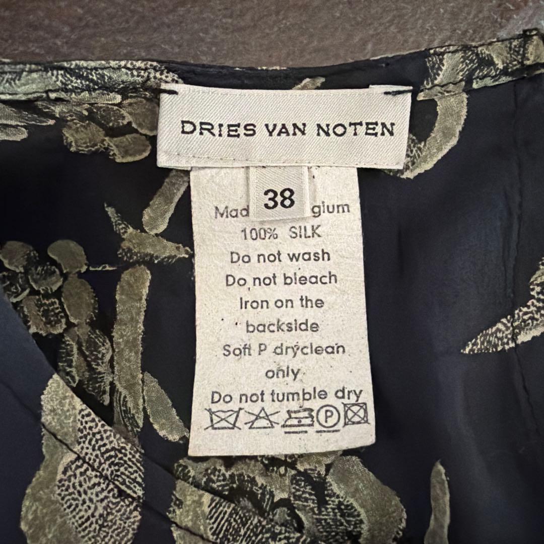 DRIES VAN NOTEN 花柄刺繍 ノースリーブワンピース シルク100%