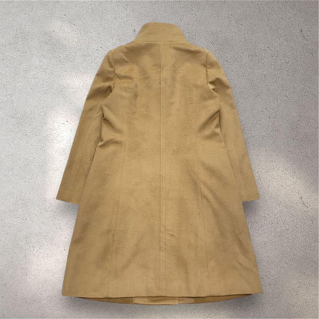 美品✨INDIVI キャメル　カシミヤ混　スタンドカラー　コート　大きい XL