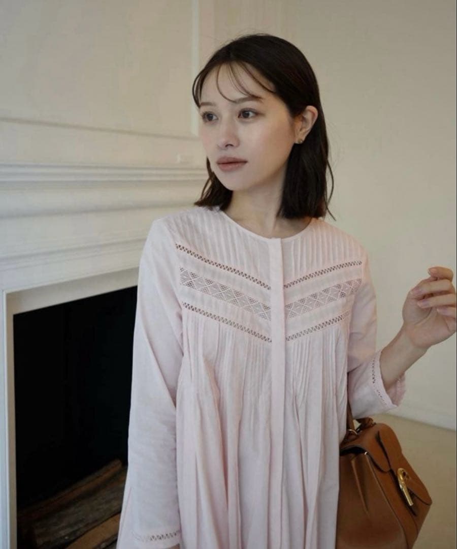 ワンピース Laubeblanc Pin-tuck Lace Mini Dress pink