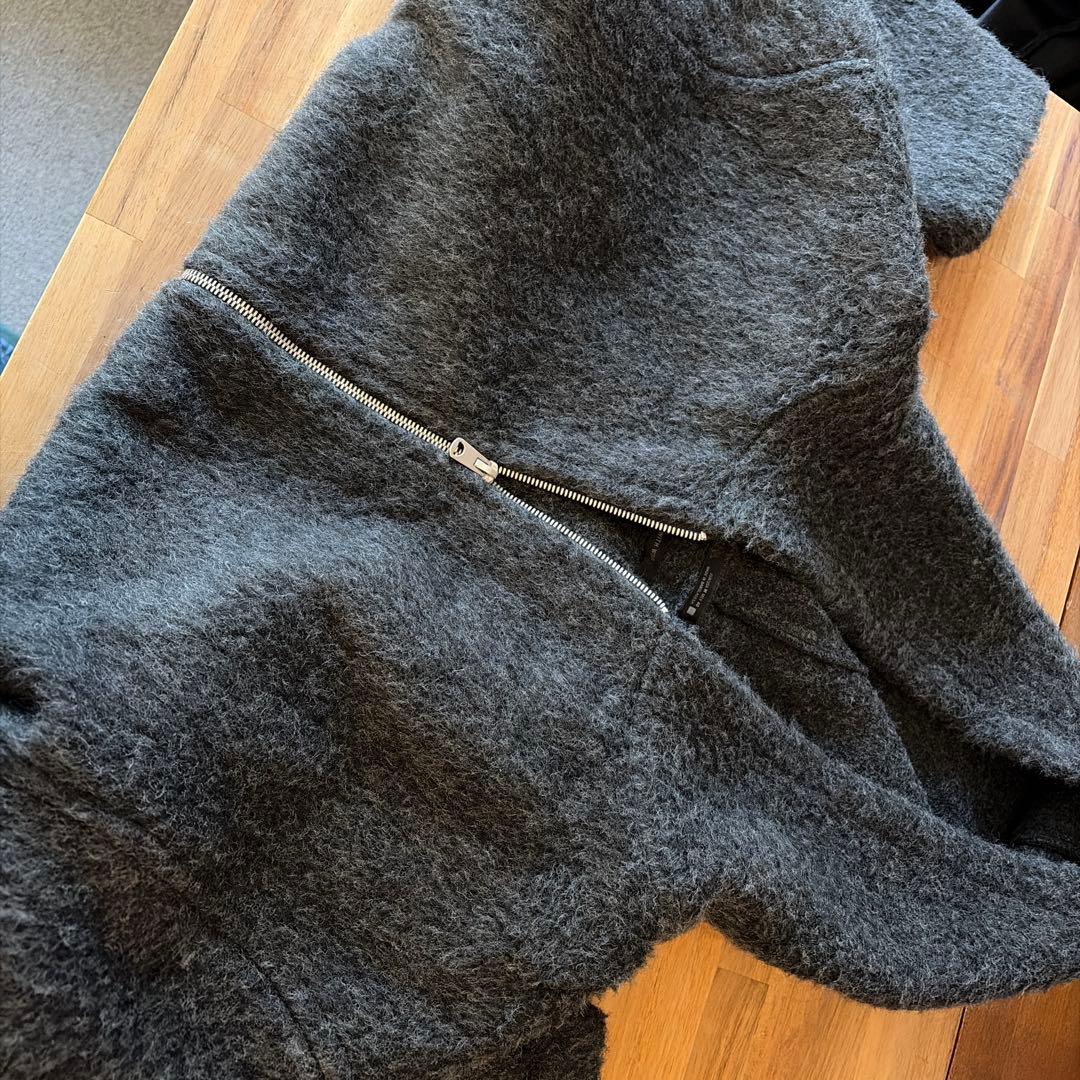 【完売品】 グレー ZARA フェイクファーシャツジャケットフード付き M