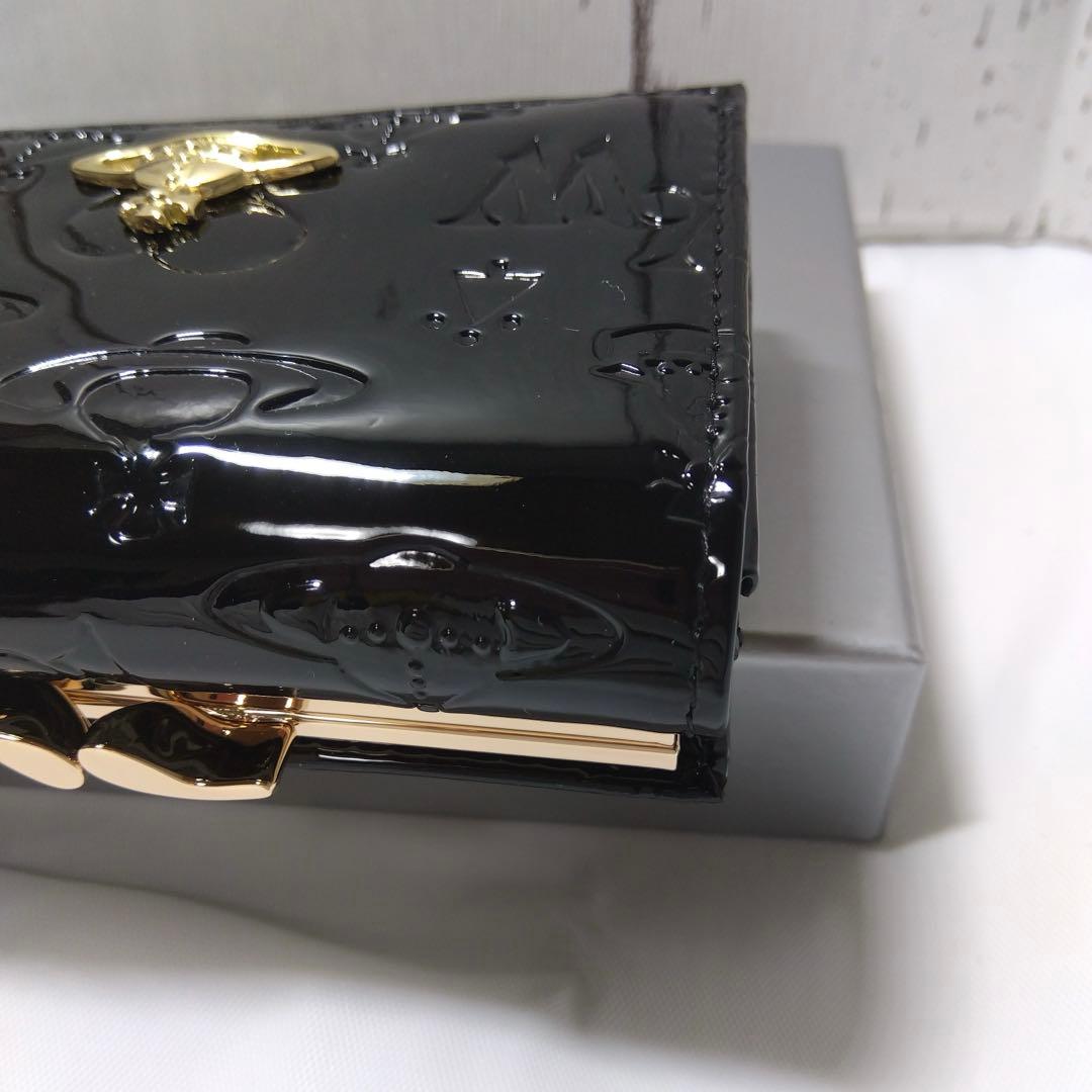 【ショッパー付き】VivienneWestwood♡エナメル三つ折財布　ブラック