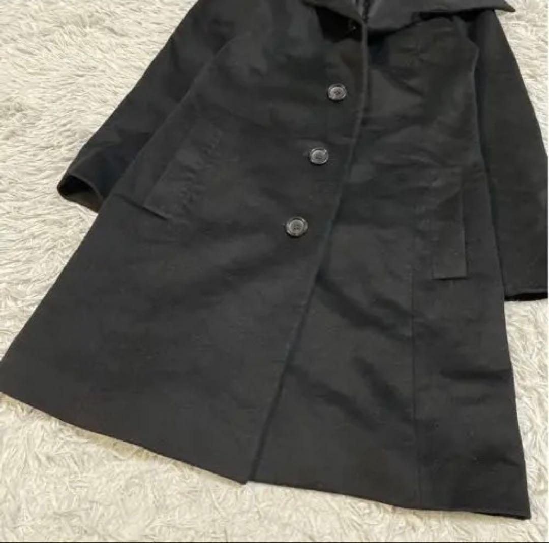 美品 23区 カシミヤ100% ショールカラー ロングコート ベルテッド 黒38