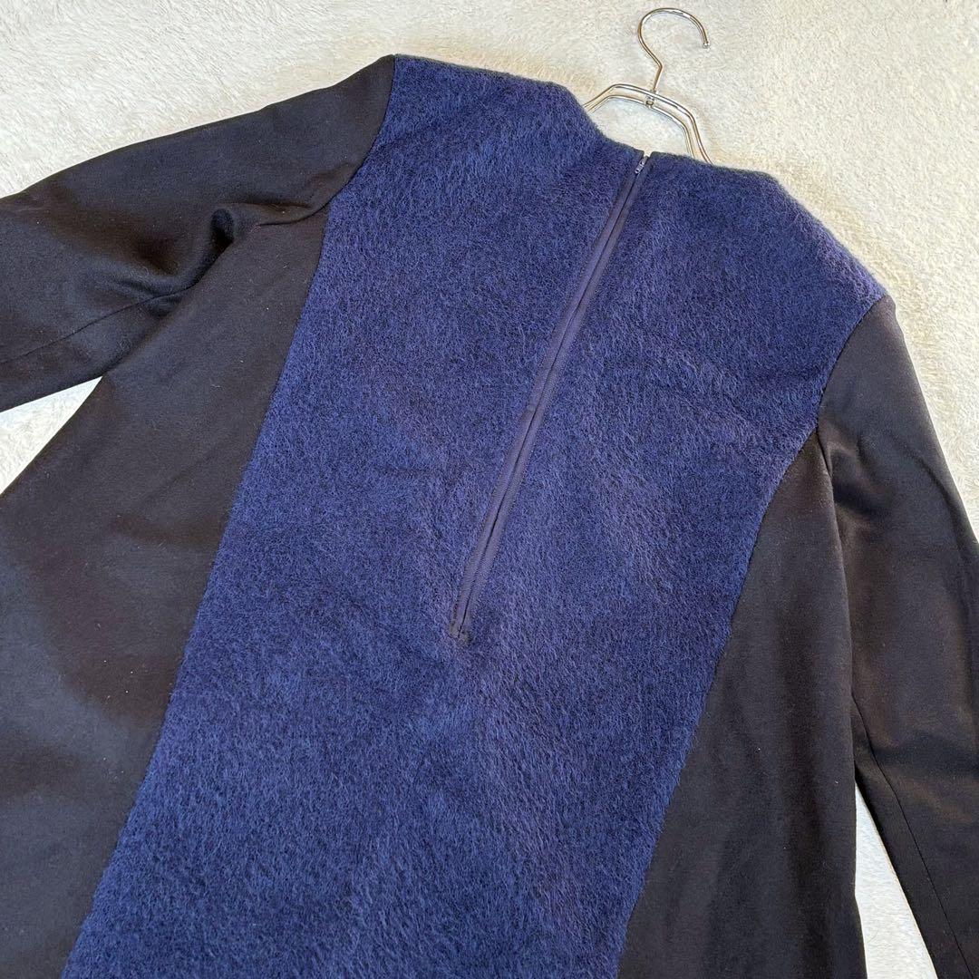 【美品】ADORE アルパカシャギー切替 Aラインワンピース ネイビー 36