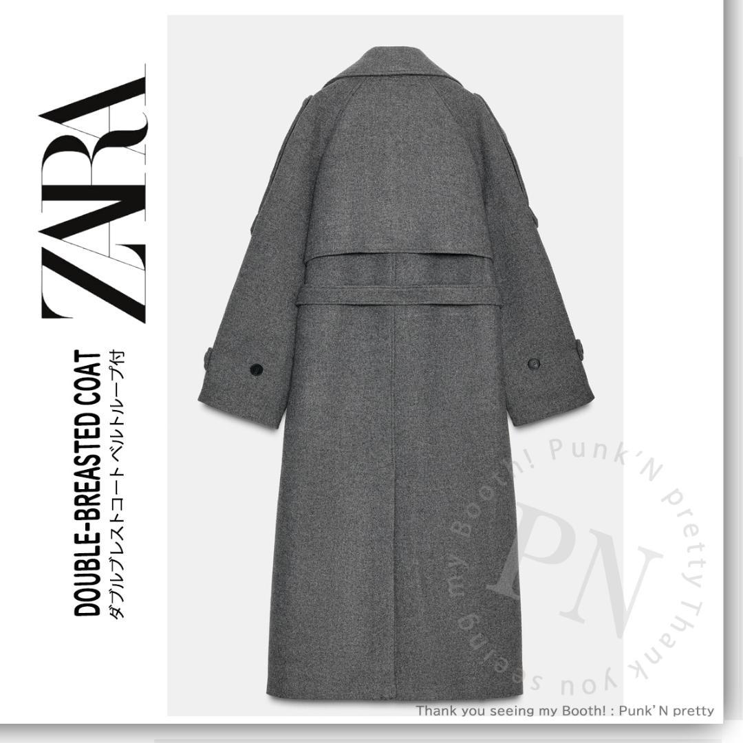 〇新品 ZARA ダブルブレストコート ベルトとループ付き XS 国内サイズＭＬ