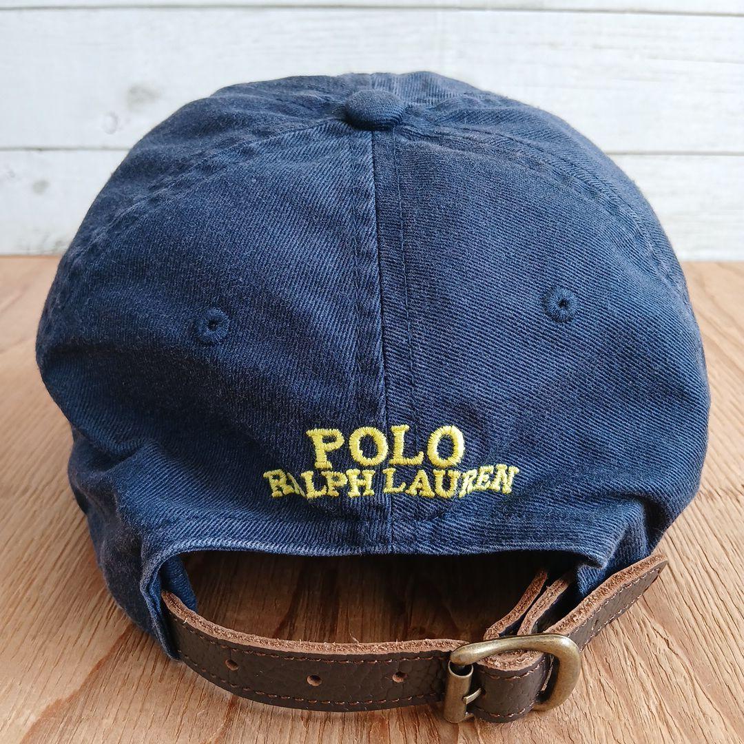 【 古着 レアパターン レザー 】 ラルフローレン Polo ポロベア キャップ