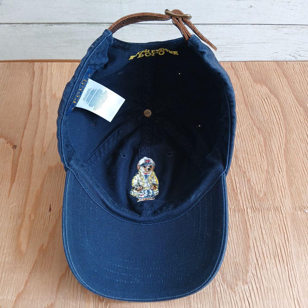 【 古着 レアパターン レザー 】 ラルフローレン Polo ポロベア キャップ