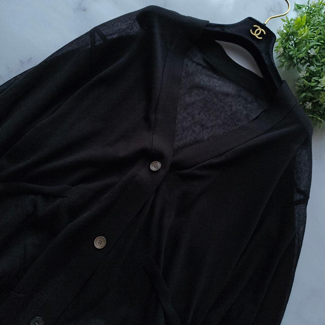 22SS 定価3.9万 アドーア シアーカーディガン ロング 黒 リネン 38