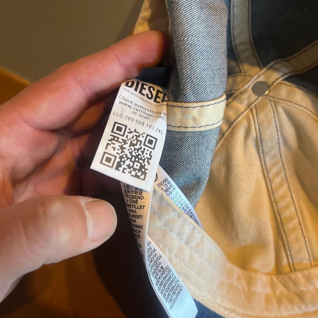 DIESEL デニムキャップ 赤ロゴ