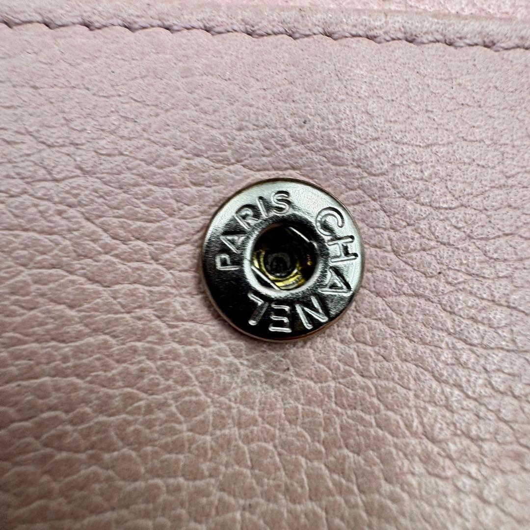 CHANEL 名刺入れ　ピンク　カメリア　レザー　ココマーク　シールあり