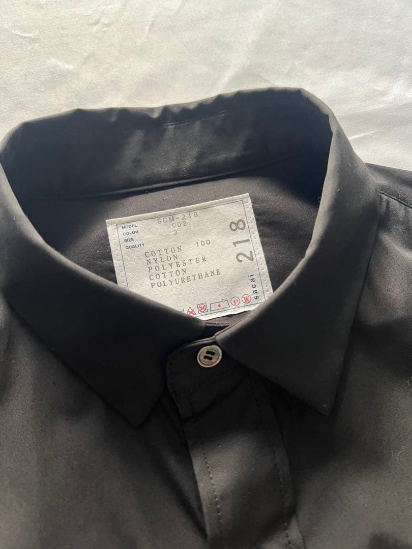 sacai Cotton Poplin Shirt ドッキングシャツ黒 【美品】