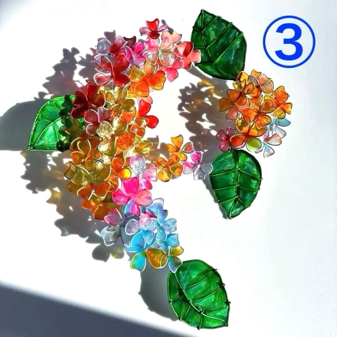 ワイヤークラフト　キャンディポップ紫陽花リース　ディップアート　壁飾り　アート