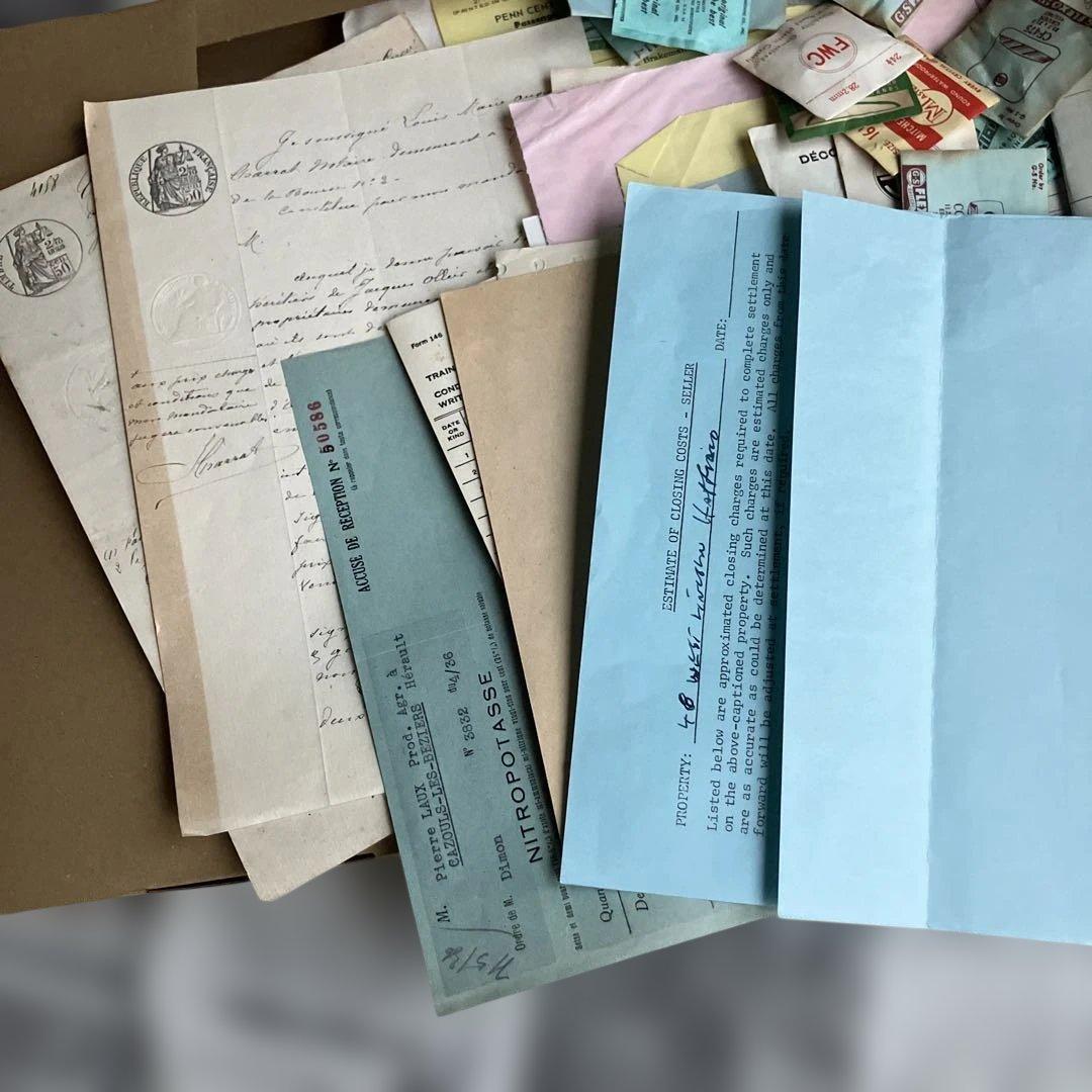 海外　ヴィンテージ 紙もの詰め合わせ　書類　領収書　チケット　時計パーツ