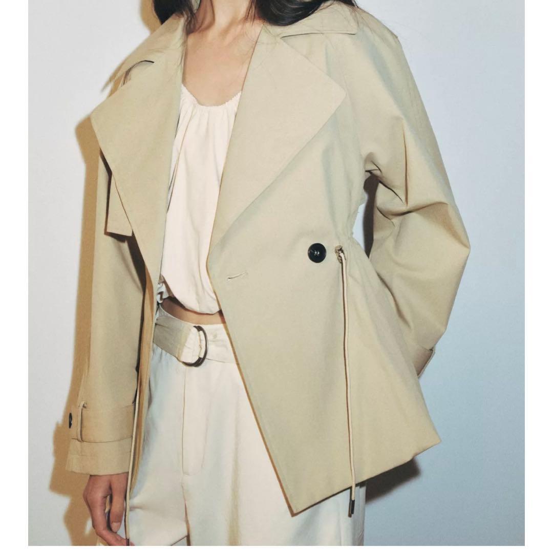 当日発送！ZARA 調節可能なウエスト ショートトレンチコート L