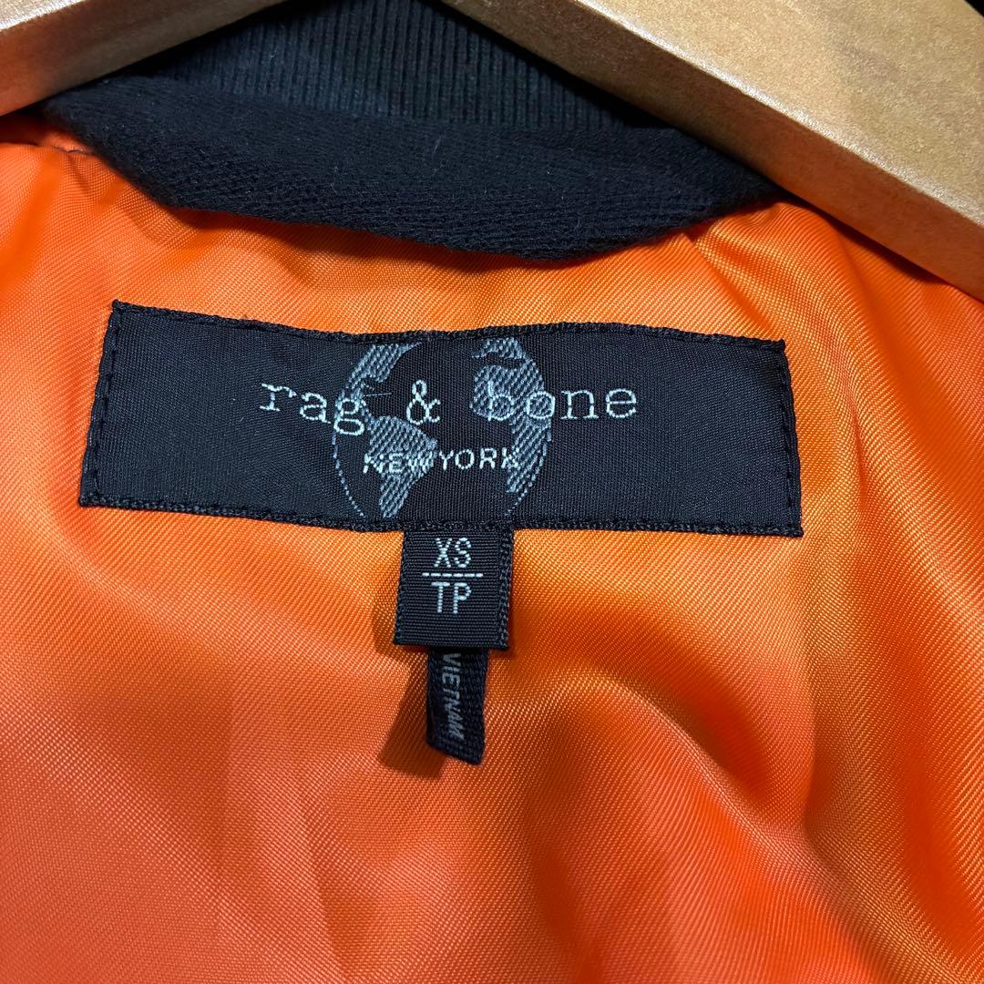rag&bone MA-1 ボンバージャケット 黒×橙 XS (M相当)