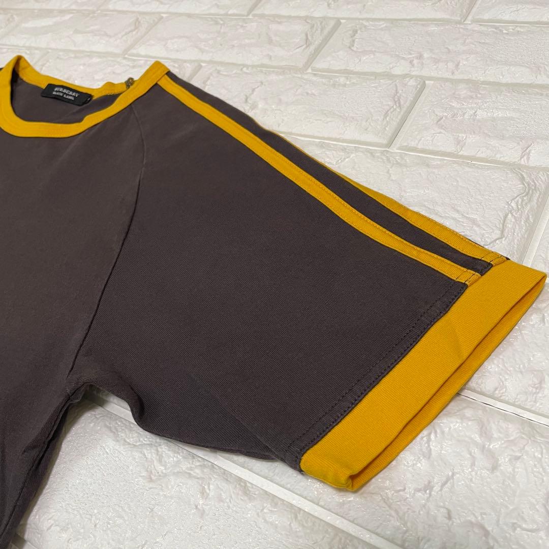 バーバリー ブラックレーベル リンガーネックＴシャツ M ホースマーク 半袖