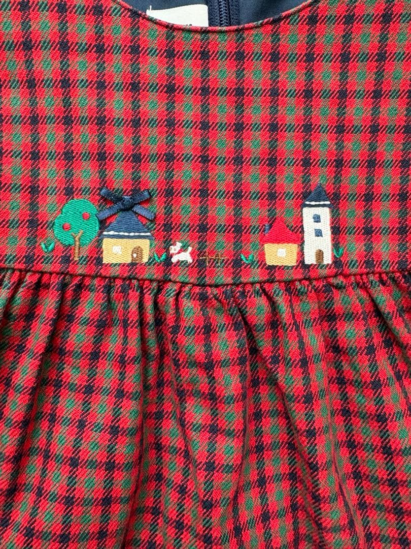 【美品】familiar チェック柄 ワンピース 80