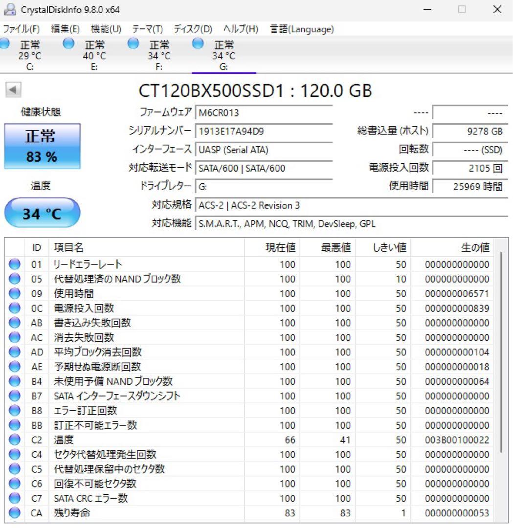 Crucial BX500 2.5 SSD 120GB 5個セット
