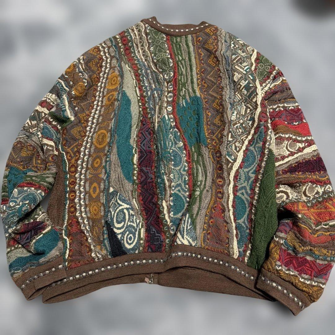 【幻の1点モノ】coogi クージー 立体 編込み 3Dニットジャケット 希少.