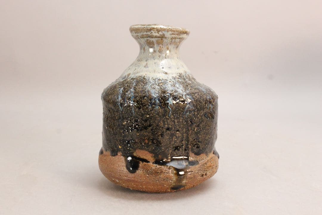 No5163 三里窯　浜本洋好　唐津花入　高さ13cm 共箱　古美術　送料無料