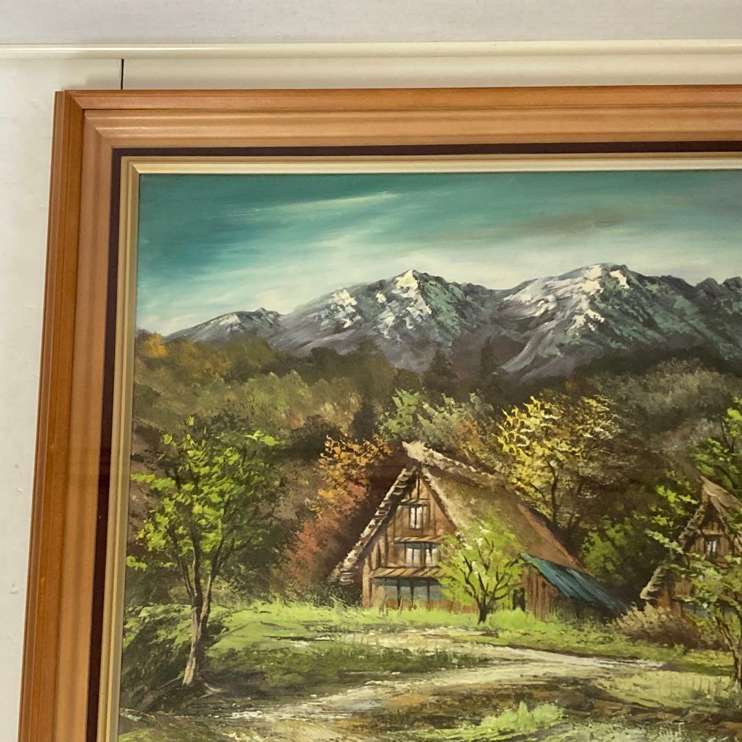 沢健 絵画 油絵 額 大型 風景 古民家 田舎 芸術 美術 和風 レトロ