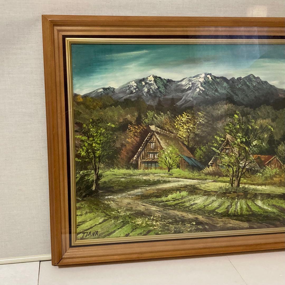 沢健 絵画 油絵 額 大型 風景 古民家 田舎 芸術 美術 和風 レトロ