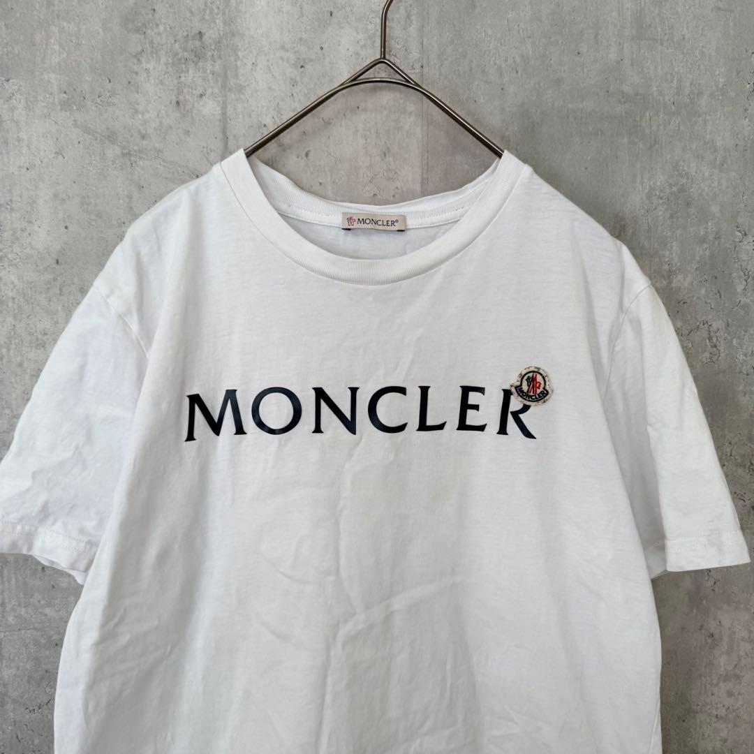 # MONCLER モンクレール　ロゴ入り ホワイト 半袖Tシャツ　トップス