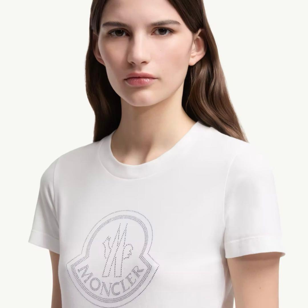 モンクレール　クリスタル　ロゴTシャツ 半袖　レディース　S ストーン