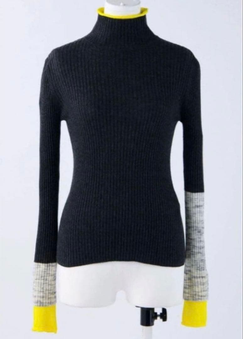 エンフォルド　HIGH-NECK RIB BI-COLOR PULLOVER