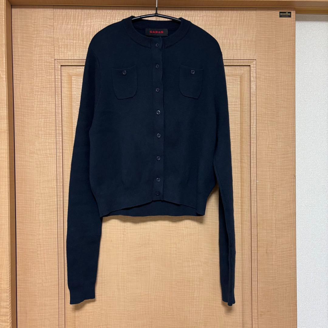 つーCABaN コットンカシミヤ クルーネックカーディガン　ネイビー