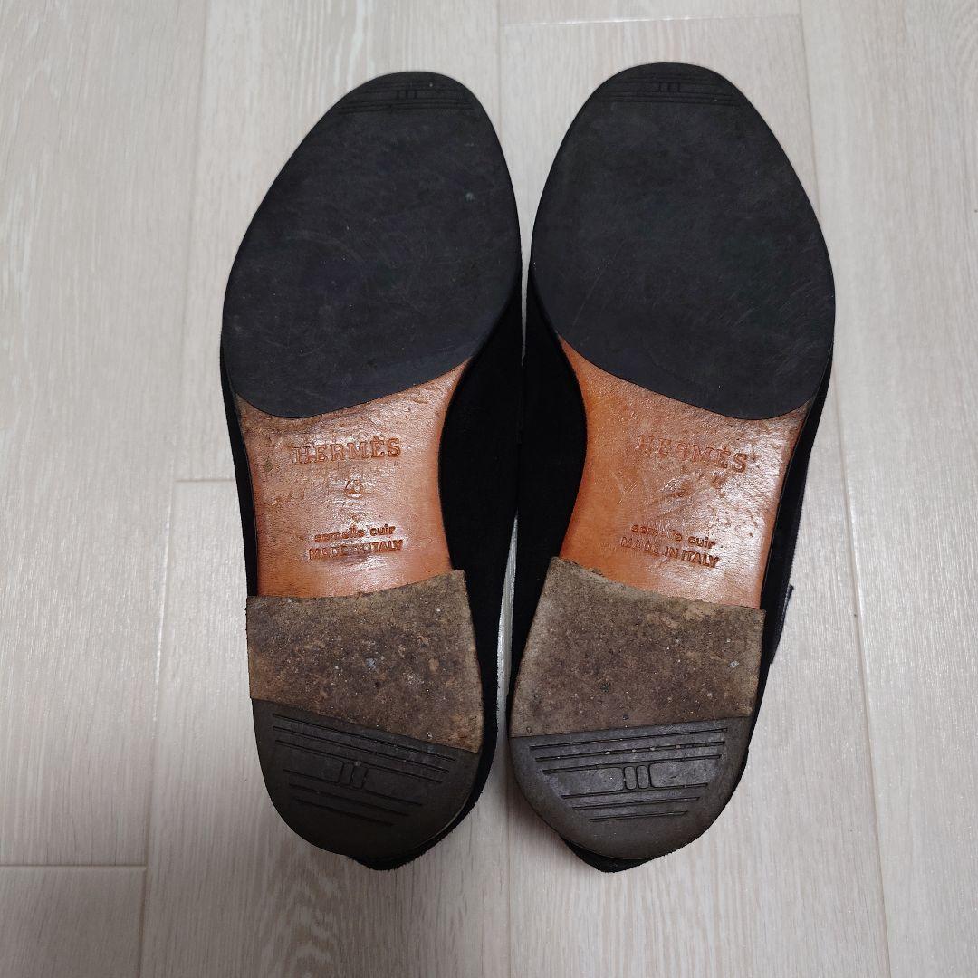 【特別値引】エルメス　モカシン　パリ　黒革スエード　サイズ43