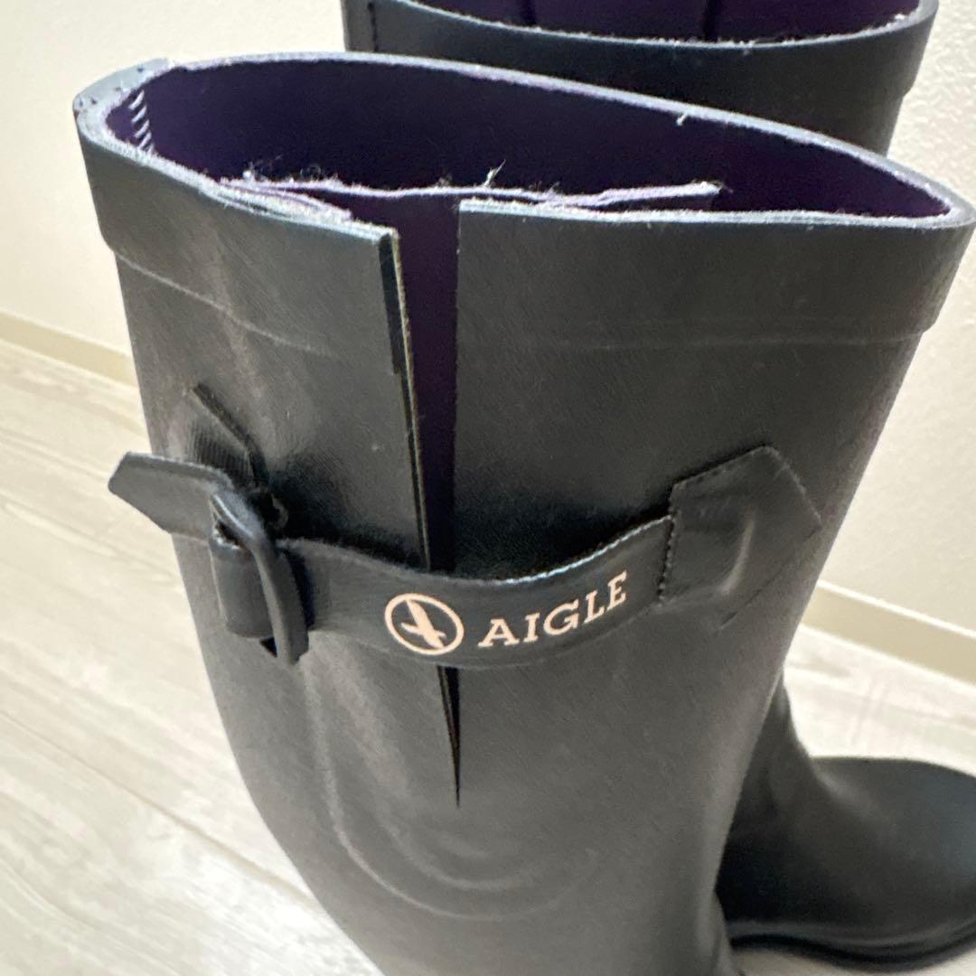 美品AIGLE（エーグル）レインブーツ 35 黒　ラバー