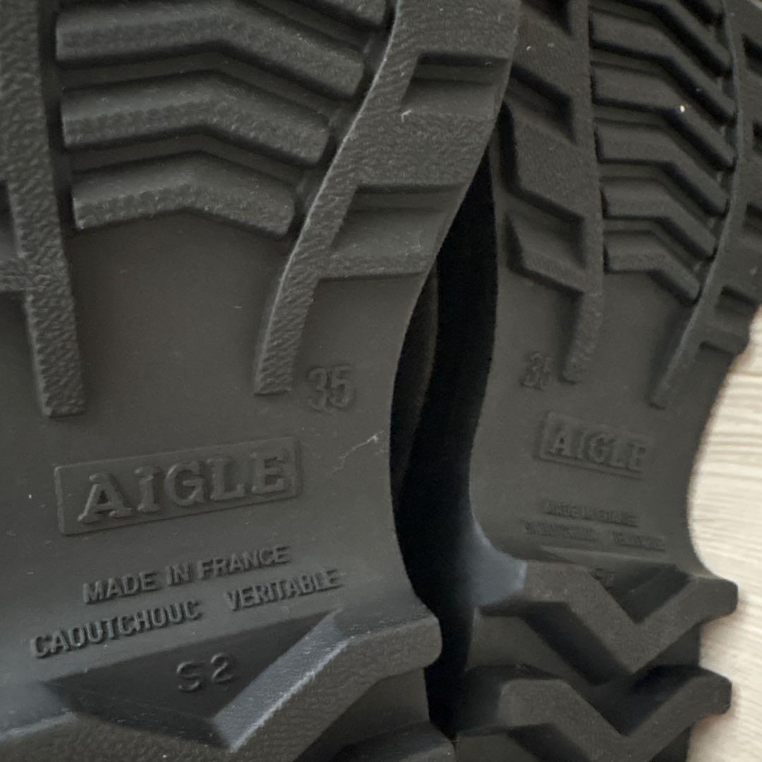 美品AIGLE（エーグル）レインブーツ 35 黒　ラバー