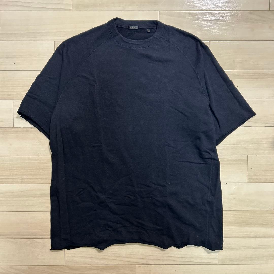 25SS COMOLI / LWコットン裏毛 半袖クルー ブラック サイズ4