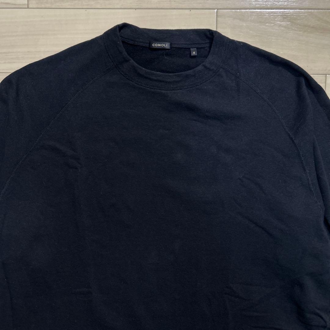 25SS COMOLI / LWコットン裏毛 半袖クルー ブラック サイズ4
