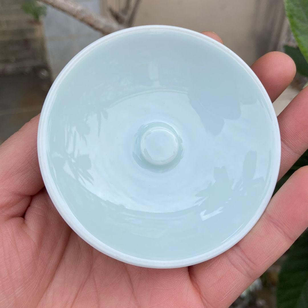 中国茶器 景徳鎮 陶磁器 青花馬蹄三才蓋碗 喜上眉梢 茶碗 煎茶器 新品未使用