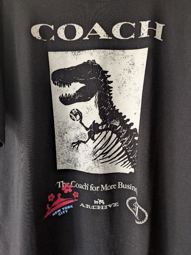 COACH 恐竜プリント Tシャツ ブラック