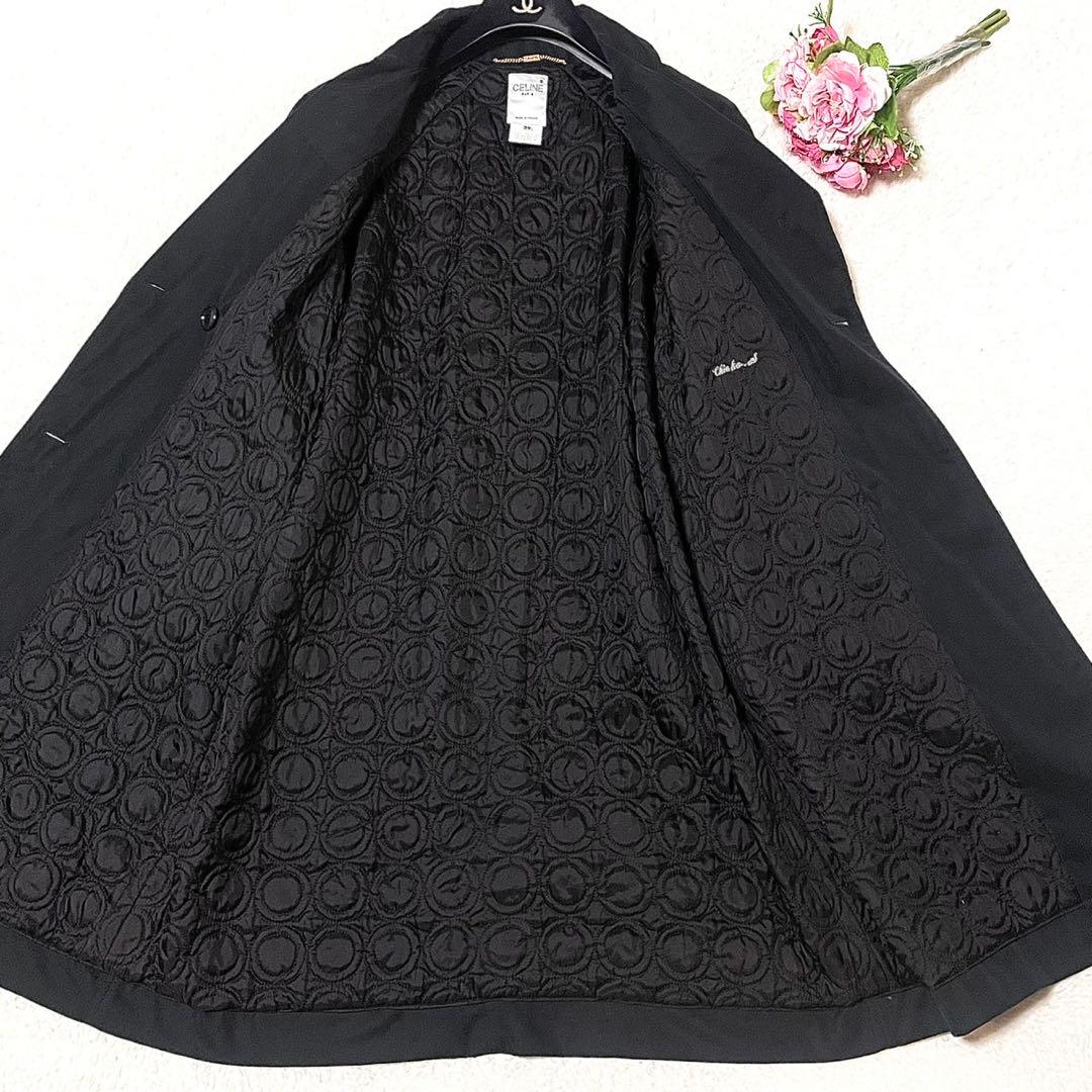 【美品】CELINE トレンチコート ブラック サイズ38 M相当 ベルト付き