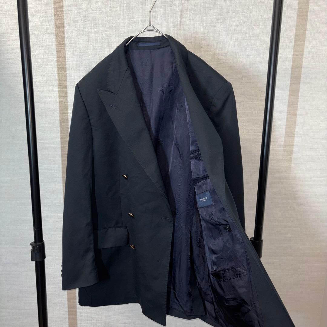 Burberry London 金ボタン ダブルテーラードジャケット 黒ブレザー