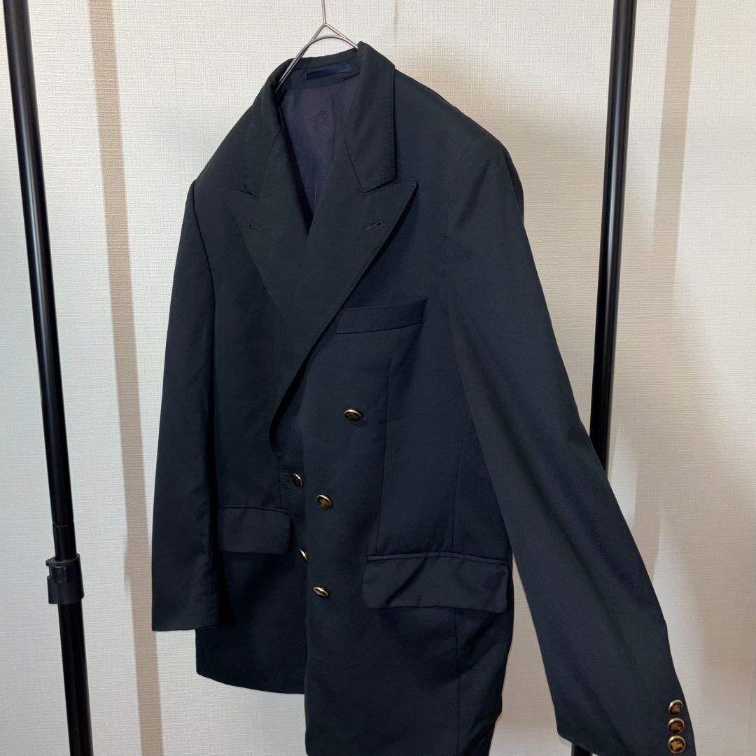 Burberry London 金ボタン ダブルテーラードジャケット 黒ブレザー