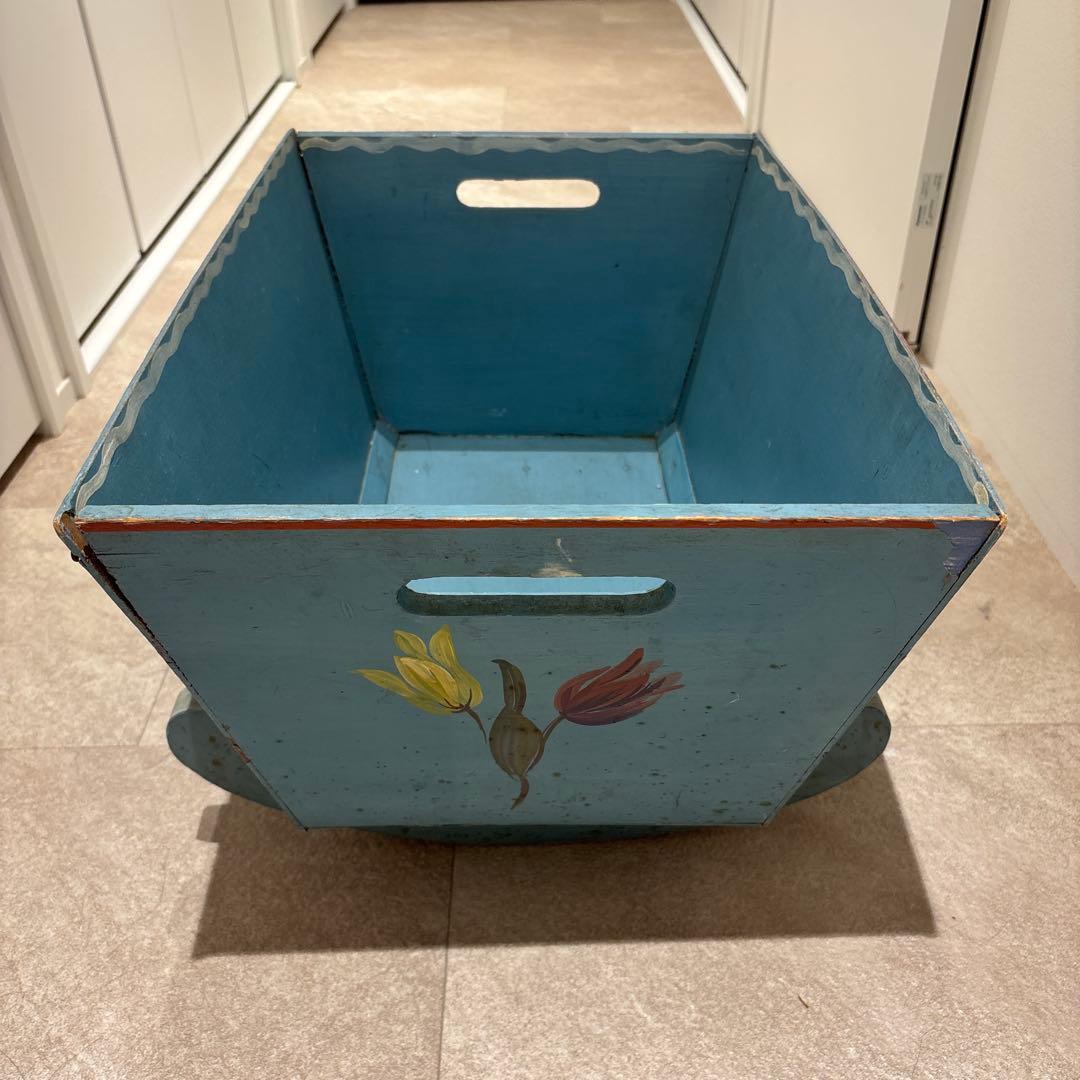 デンマーク　木製アンティークバスケット【送料込】
